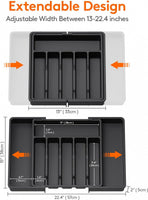 Extendable Cutlery Tray with 8 Compartments - 38 Cm Deep - Cutlery Cassette - Cutlery Drawer Organizer - Kitchen Cutlery Holder - BPA-Free - Organizer - Kitchen Drawer - Cutlery - 57 x 38 x 5 Cm Maximum Size - 33 x 38 x 5 Minimum Size - 6 to 8 Compartment
