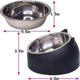 Dog Food Bowl - Cat Food Bowl - Stainless Steel - BPA-Free - Removable 2-in-1 Pet Bowl - 15° Tiltable - 2 x 200 ml - Dog Bowl - Sturdy - Durable - Non-Slip - - Dog & Cat Drinking Bowl - Black and White - Easy to Clean - Cat and Dog Gifts