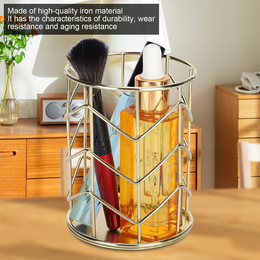 Pen Tray - Pen Holder - Pen Tray - Desk Organizer - Desk Organizer - Desk - Metal - Round - Gold - 2 Pieces