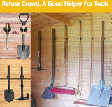 Mop Holder - 6 Pieces - Broom Holder - Broom Holder - Broom Hanging System - Broom Holder - Wall Holder - Hanger Behind Doors - Bathroom Accessories - Kitchen Storage Tool - Tool Holder - Organizer Hook - Garden Tools - Stainless Steel - Black