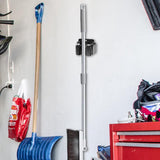Mop Holder - 6 Pieces - Broom Holder - Broom Holder - Broom Hanging System - Broom Holder - Wall Holder - Hanger Behind Doors - Bathroom Accessories - Kitchen Storage Tool - Tool Holder - Organizer Hook - Garden Tools - Stainless Steel - Black - Top-Down View
