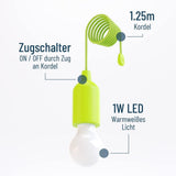 Camping lamp - pull light - Camping - Creative LED Tent Lamp - Portable Camping Lamp - Camplamp - Tent Lighting - Lights - Bright - IPX4 Waterproof - for Outdoor /fishing /Travel /camping /party decoration - Halloween - Christmas - green - Side View
