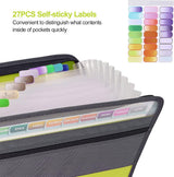 Project Folder - A4 - Foldable File Folder with Tabs - 13 Compartments - Storage Folder/Sorting Folder - Compartment Folder - Durable Plastic Document Folder - Writing Folder with Zipper - Conference Folder - Work Folder - Document Folder - Green - Portab - Top-Down View