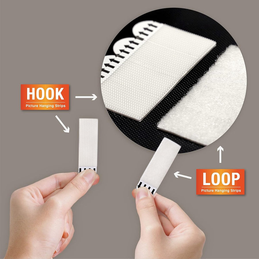 Strong Self-Adhesive Double-Sided Velcro - 24-Pair - Self-Adhesive Hook - Photo Frame - Photo Frame Hooks - Self-Adhesive Velcro - Hanging Hook - Wall Mount - Wall Hooks - Picture Hooks - Self-Adhesive Strips for Frame Hanging on the Wall