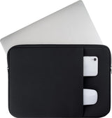 Laptop Sleeve / Pouch - 15.6 Inch - 2-Piece Extra Compartment - Laptop Sleeve with Pouch - Women's / Men's Laptop Bag - Macbook Case with Zipper - Laptop Sleeve - Laptop Case - Laptop Cover - Black - Shockproof - Scratchproof - Durable - Top-Down View