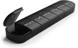 7-Day Pill Box - Portable Medicine Box - Weekly Pill Organizer - Once-a-Day Pill Box - Pill Containers - Travel-Friendly - For Medicines, Vitamins, Fish Oil Supplements - Black