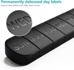 7-Day Pill Box - Portable Medicine Box - Weekly Pill Organizer - Once-a-Day Pill Box - Pill Containers - Travel-Friendly - For Medicines, Vitamins, Fish Oil Supplements - Black