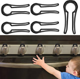 Gas Stove Knob Lock - 5 Pieces - Child Lock - Child-Safe Oven Locks - For Children and Pets - Suitable for Gas Stove, Gas/Electric Stove, Electric Oven, Induction Stove, Gas BBQ, Hob - Kitchen Utensils - Black - Child Safety