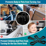 Gas Stove Knob Lock - 5 Pieces - Child Lock - Child-Safe Oven Locks - For Children and Pets - Suitable for Gas Stove, Gas/Electric Stove, Electric Oven, Induction Stove, Gas BBQ, Hob - Kitchen Utensils - Black - Child Safety