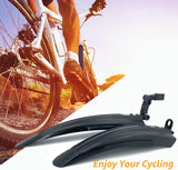 Bicycle Mudguard Set - Mountain Bike Mudguard - Adjustable - Suitable for City and Trekking Bikes - Black - Suitable for 20/22/24/26 inch bikes - Front View