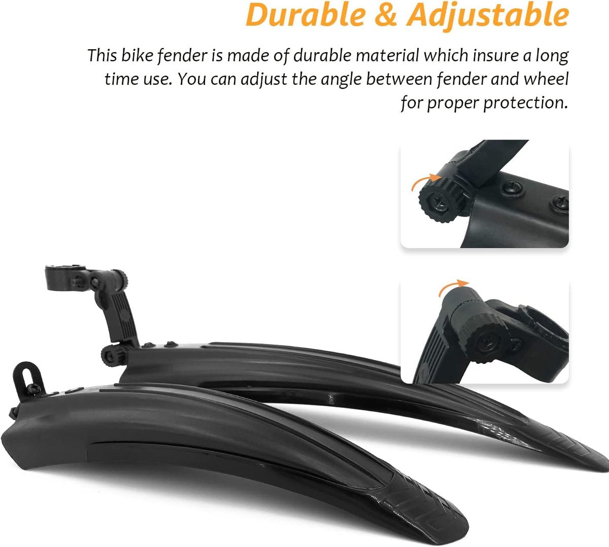 Bicycle Mudguard Set - Mountain Bike Mudguard - Adjustable - Suitable for City and Trekking Bikes - Black - Suitable for 20/22/24/26 inch bikes