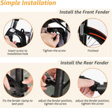 Bicycle Mudguard Set - Mountain Bike Mudguard - Adjustable - Suitable for City and Trekking Bikes - Black - Suitable for 20/22/24/26 inch bikes - Top-Down View