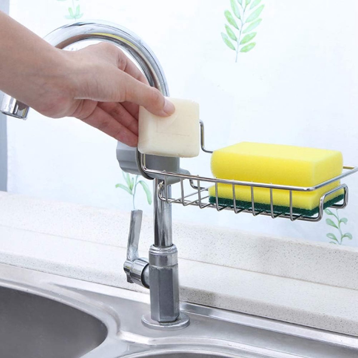 Sink Organizer - Countertop Organizer - Dishcloth Holder - Countertop Organizer - Kitchen Organizers - Storage and Organization - Dish Brush and Sponge Holder for Sink - Kitchen Faucet - Soap Holder - Drying Rack - Bathroom - Countertop Storage Rack - Sta