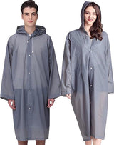 2x Raincoat - Hooded Raincoat - Rain Suit - Portable - Men's / Women's Raincoat - Thicker - Tear-Resistant - Lightweight - Foldable - Waterproof - One Size - Poncho - Rain Poncho - Rain - Grey - For Fishing/Travel/Emergencies