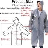2x Raincoat - Hooded Raincoat - Rain Suit - Portable - Men's / Women's Raincoat - Thicker - Tear-Resistant - Lightweight - Foldable - Waterproof - One Size - Poncho - Rain Poncho - Rain - Grey - For Fishing/Travel/Emergencies