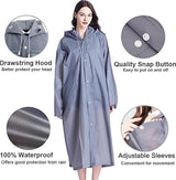 2x Raincoat - Hooded Raincoat - Rain Suit - Portable - Men's / Women's Raincoat - Thicker - Tear-Resistant - Lightweight - Foldable - Waterproof - One Size - Poncho - Rain Poncho - Rain - Grey - For Fishing/Travel/Emergencies