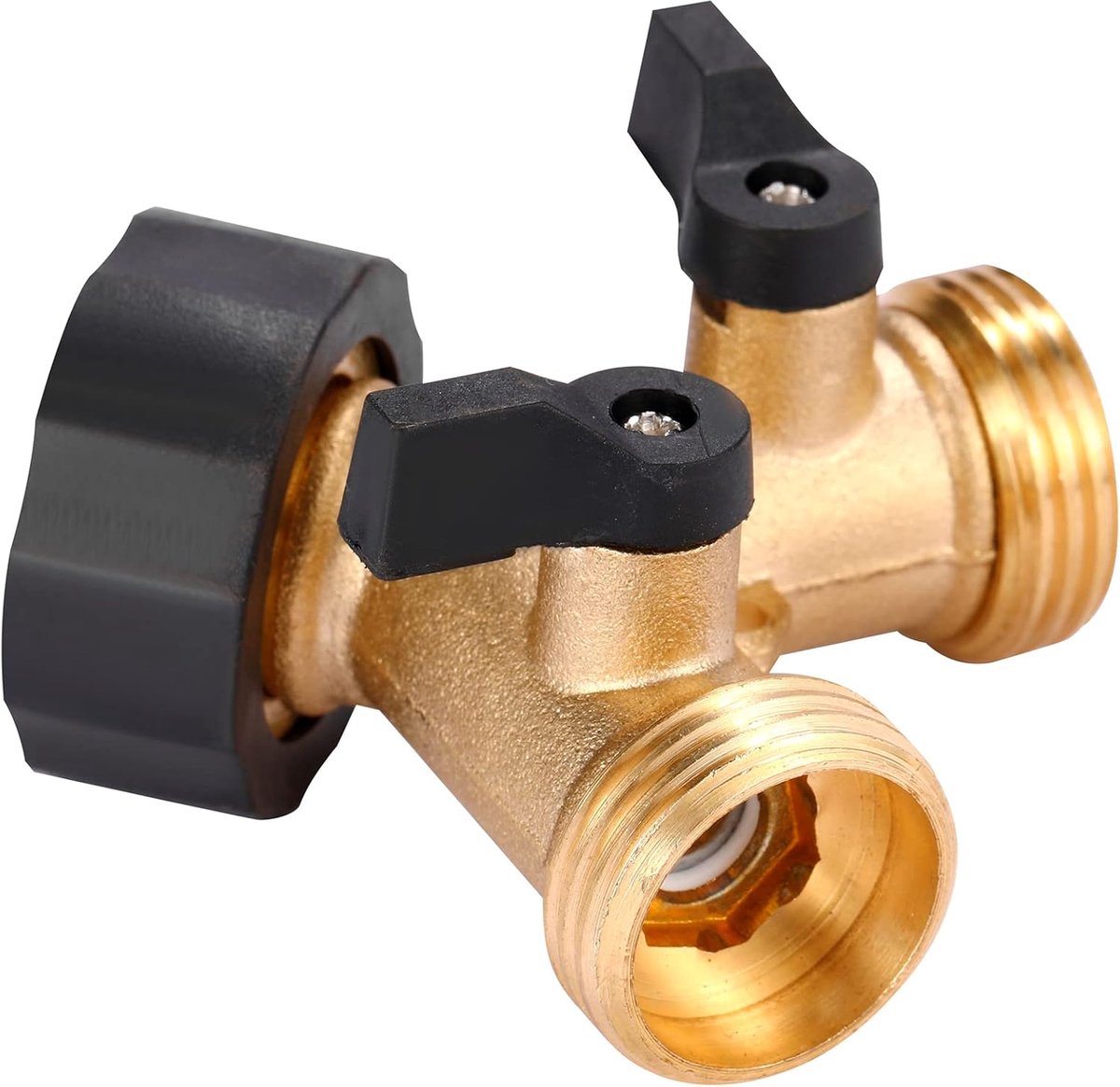 Y-Piece Tap - 3/4 - Tap Splitter - Water Distributor - Outdoor Tap - 2-Way Water Distributor – Brass - G 3/4" Water Distributor - With Accessories - European Taps - for Home and Garden Use