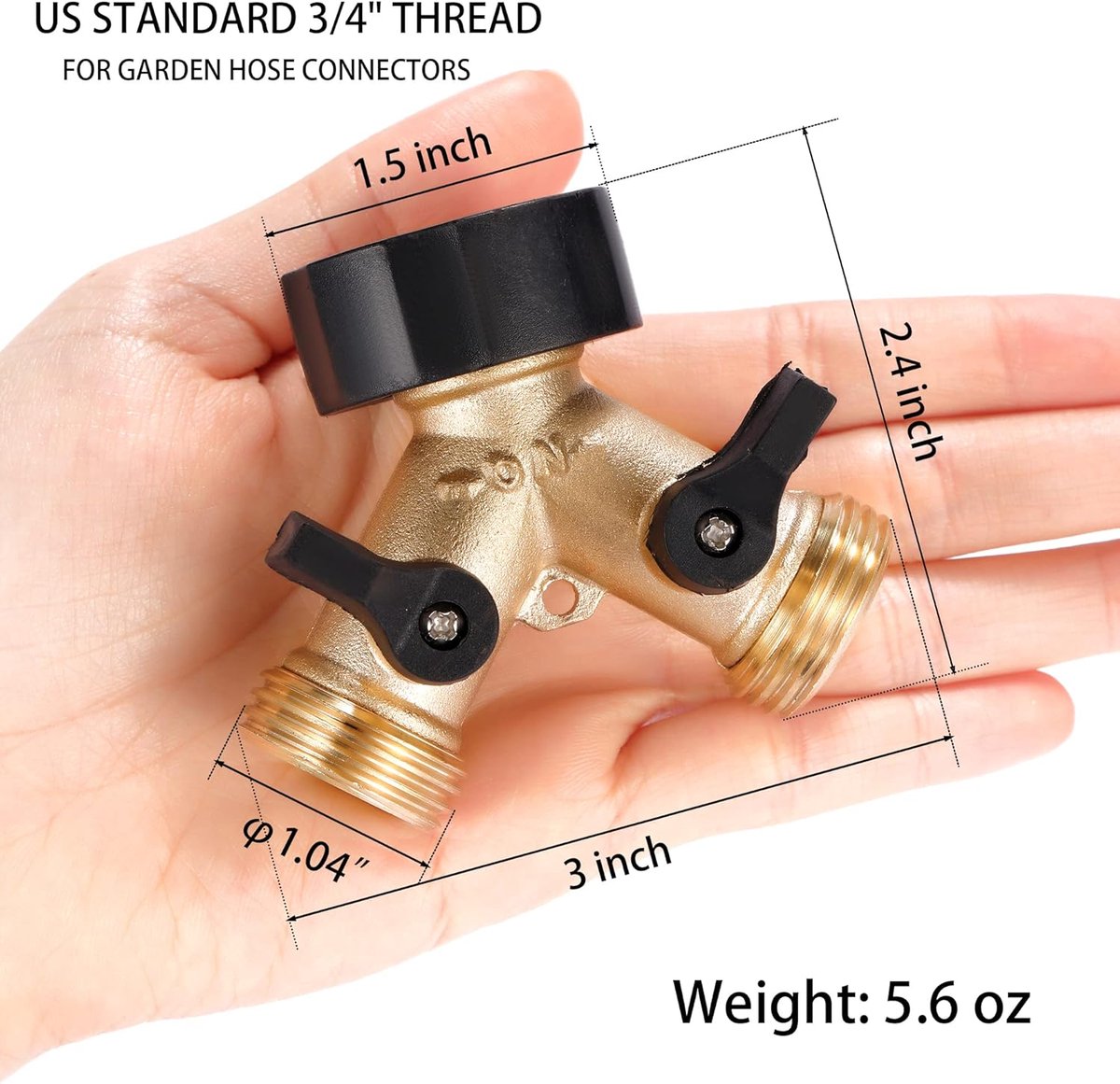 Y-Piece Tap - 3/4 - Tap Splitter - Water Distributor - Outdoor Tap - 2-Way Water Distributor – Brass - G 3/4" Water Distributor - With Accessories - European Taps - for Home and Garden Use