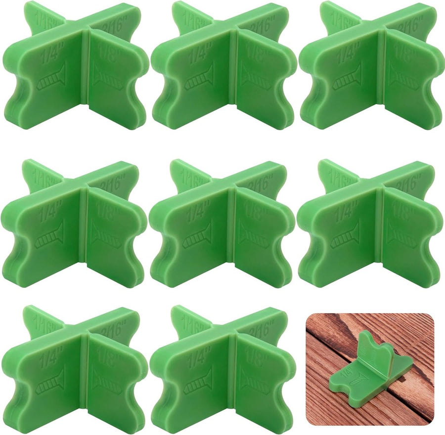 8 pieces - ABS deck spacers - 1/16", 1/8", 3/16", 1/4" - green deck spacers - for pressure-treated composite decks