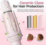 3 in 1 Curling Iron - Automatic Curling Iron - Straightener - Hair Curler - Straightening Brush - 25mm and 32mm - French Wave Curling Iron - Heated Brush - Portable Rotary Curling Iron - Heat and Travel Protection - Curling Irons - Thermal Brush - 3 in 1