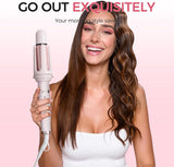 3 in 1 Curling Iron - Automatic Curling Iron - Straightener - Hair Curler - Straightening Brush - 25mm and 32mm - French Wave Curling Iron - Heated Brush - Portable Rotary Curling Iron - Heat and Travel Protection - Curling Irons - Thermal Brush - 3 in 1
