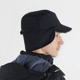 Beanie - Winter hat - Men's winter hat - Winter ear flap hat - with visor - with ear flaps - Ski hat - Cold weather - Trapper hat - Ear warmers Water-repellent outdoor hat - Winter - for outdoor sports, skiing, cycling, hiking, running - black - Front View