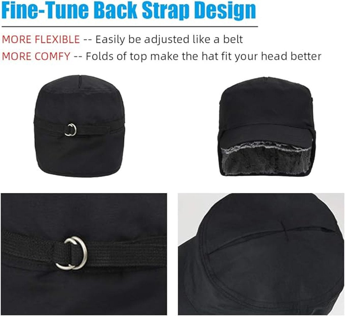Beanie - Winter hat - Men's winter hat - Winter ear flap hat - with visor - with ear flaps - Ski hat - Cold weather - Trapper hat - Ear warmers Water-repellent outdoor hat - Winter - for outdoor sports, skiing, cycling, hiking, running - black