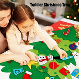Felt Christmas tree - Christmas tree with lights - Felt Christmas tree for children incl. 32 ornaments - children's gift with string lights - Safe Felt DIY Tree - children's Christmas DIY wall hanging - Christmas Decoration Set - Christmas tree project - - 45-Degree Angle