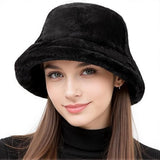 Winter hat - Hat - bucket hat - Women's beanie - Fisherman's hat - women's bucket hat - Winter Bucket Hat For Women - Winter hat - Warm hats - Winter fisherman's hat - Fluffy - Winter - Fashion - unisex - Black