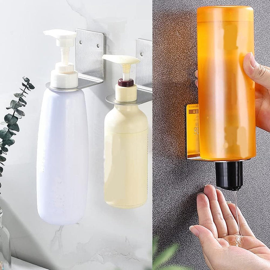 Pieces Wall-Mounted Soap Dispenser - Wall-Mounted Soap Dispenser - Hand Pump Holder - Wall-Mounted Shampoo Bottle Holder - Kitchen-Bathroom Organizer - Wall Bracket - Black