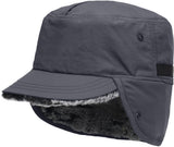 Beanie - Winter hat - Men's winter hat - Winter ear flap hat - with visor - with ear flaps - Ski hat - Cold weather - Trapper hat - Ear warmers Water-repellent outdoor hat - Winter - for outdoor sports, skiing, cycling, hiking, running - grey
