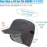 Beanie - Winter hat - Men's winter hat - Winter ear flap hat - with visor - with ear flaps - Ski hat - Cold weather - Trapper hat - Ear warmers Water-repellent outdoor hat - Winter - for outdoor sports, skiing, cycling, hiking, running - grey - Side View