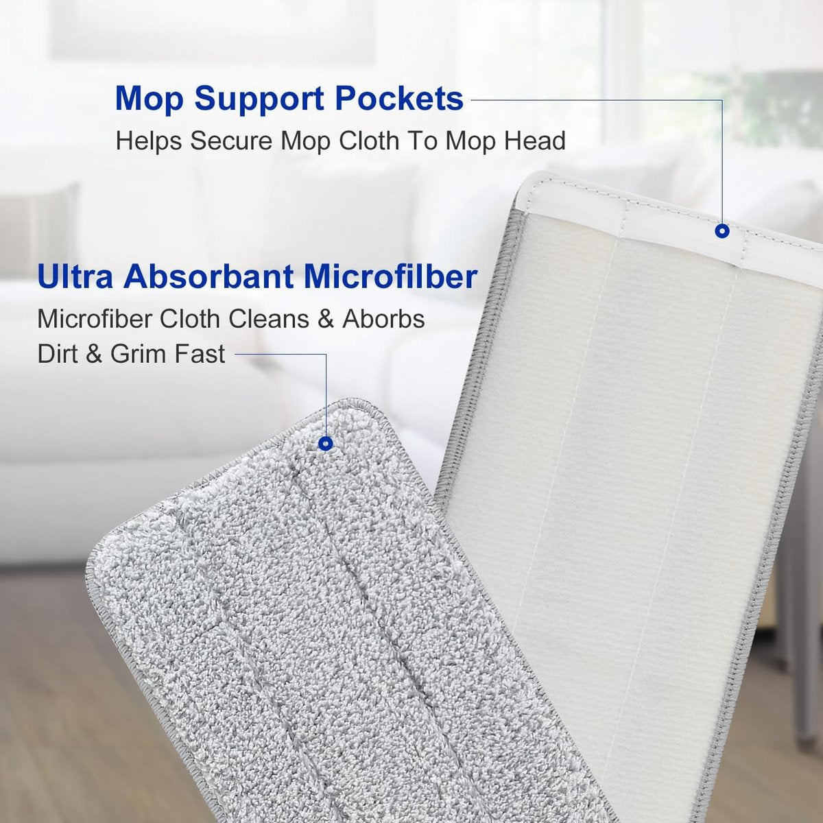 Mop Pad Refills - 10 Pieces - Mop Refill - Mops - Wet and Dry for Home Cleaning - Viscose Mop - Microfiber Mop Cloth - Scratch Anet - Washable Microfiber Mop Pads - Replacement Cloth - Flat Mop Pad - Floor Wiper