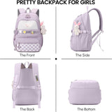 Backpack - Waterproof backpack for girls - laptop sleeve - Rucksack - laptop bag - Girl's Backpack - School backpack - lightweight school bag - School bag - Large capacity backpacks for Girls and Boys - Teenagers - Bookbag - School backpacks - Purple - Top-Down View
