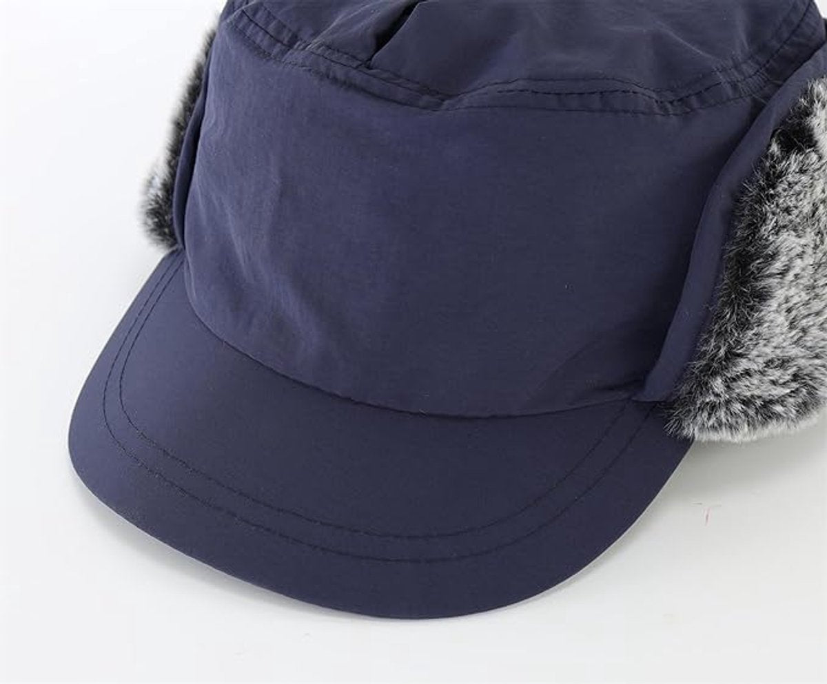 Beanie - Winter hat - Men's winter hat - Winter ear flap hat - with visor - with ear flaps - Ski hat - Cold weather - Trapper hat - Ear warmers Water-repellent outdoor hat - Winter - for outdoor sports, skiing, cycling, hiking, running - blue