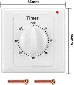 Countdown Switch - 30 minutes - Countdown timer switch - Mechanical countdown timer socket - time switch - timer light switch - with timer - timer socket - for bathroom extractor fan, garage, laundry room, storage room or spa - white