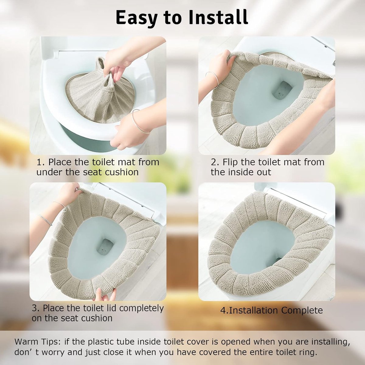 5-Piece Toilet Seat Cover - Toilet Seat Cover - Soft Toilet Seat - Toilet Cover - Toilet Seat Cover - WC Seat Cover - Universal Toilet Seat Cover - toilet seat cover - Reusable - Universal Fit - For Most Toilet Seats - White