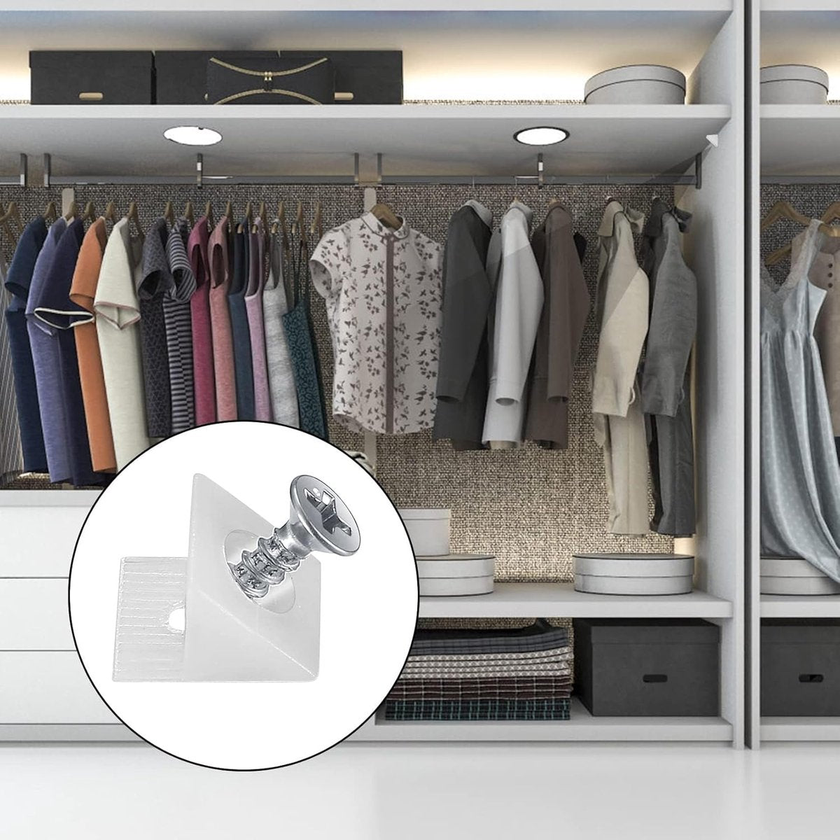 50 pieces - drawer wedges - drawer repair kit - L-shaped drawer wedges - with screws - mounting wedges - drawer back supports - cabinet shelf support - plastic drawer reinforcement repair kit - for home repair and furniture - 15*12.8*9.6 cm - white