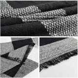 scarf - women's scarf - Women's Triangle Scarf - women's winter scarf - small scarves for women - Women's Wrap - Triangular scarf - Scarf with fringe - Faux cashmere - Warm for autumn and winter - Large checked tassel scarf - Black & White - Top-Down View