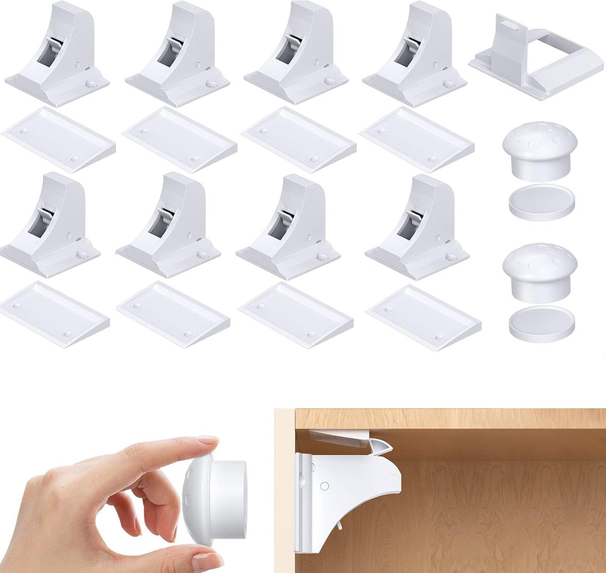 Child Locks for Cabinets - 8 Child Locks + 2 Keys - Cabinet Security for Children - Magnetic Child Lock - Invisible Child Lock - Magnetic Child Lock - Safety Lock for Cabinets - Baby Security - baby lock - child locks - White