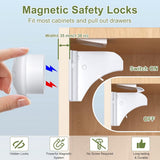 Child Locks for Cabinets - 8 Child Locks + 2 Keys - Cabinet Security for Children - Magnetic Child Lock - Invisible Child Lock - Magnetic Child Lock - Safety Lock for Cabinets - Baby Security - baby lock - child locks - White - Side View