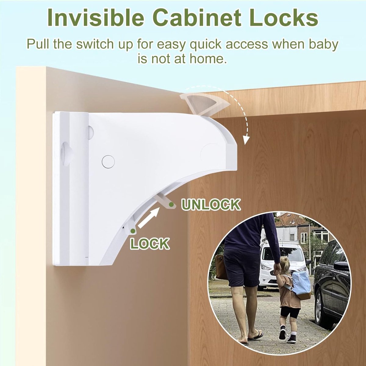 Child Locks for Cabinets - 8 Child Locks + 2 Keys - Cabinet Security for Children - Magnetic Child Lock - Invisible Child Lock - Magnetic Child Lock - Safety Lock for Cabinets - Baby Security - baby lock - child locks - White