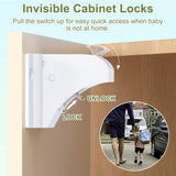 Child Locks for Cabinets - 8 Child Locks + 2 Keys - Cabinet Security for Children - Magnetic Child Lock - Invisible Child Lock - Magnetic Child Lock - Safety Lock for Cabinets - Baby Security - baby lock - child locks - White - Top-Down View