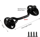 pieces - Wind hook - 3 inch - Wind hooks - Door hinges - Door bolt - Hinge - barn door hook - hook and eye bolt - cabin hooks and eye bolt - swivel window hook - door hooks - lock - for sliding door, bedroom, bathroom - 75*39 mm - black - 45-Degree Angle