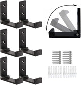 6 pieces - Foldable wall hooks - 6.7*7.5*2.5 cm - Clothes hook - concealable clothes hooks - heavy-duty wall hooks - aluminum hooks - with screws - foldable hooks - for hanging coats, bags, hats, and keys - black