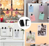 60 pieces - 1.3*2.6 cm - PP clip - self-adhesive spring clips - acrylic glue clips - self-adhesive plastic wall clips - small self-adhesive clip - small size mini spring clips - for Christmas decorations, photos, posters, school, office - black - Top-Down View