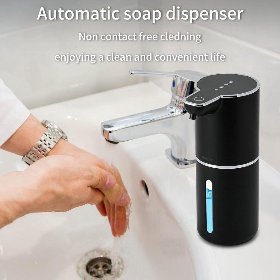 Soap Dispenser - Automatic Soap Dispenser - 350ml - Automatic Foam Soap Dispenser - Wall-Mounted Soap Dispenser - USB Rechargeable - 4 Adjustable Levels Soap Dispenser - For Bathroom and Kitchen - 19*11*7.5 cm - Black