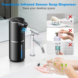 Soap Dispenser - Automatic Soap Dispenser - 350ml - Automatic Foam Soap Dispenser - Wall-Mounted Soap Dispenser - USB Rechargeable - 4 Adjustable Levels Soap Dispenser - For Bathroom and Kitchen - 19*11*7.5 cm - Black - Top-Down View