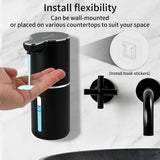 Soap Dispenser - Automatic Soap Dispenser - 350ml - Automatic Foam Soap Dispenser - Wall-Mounted Soap Dispenser - USB Rechargeable - 4 Adjustable Levels Soap Dispenser - For Bathroom and Kitchen - 19*11*7.5 cm - Black