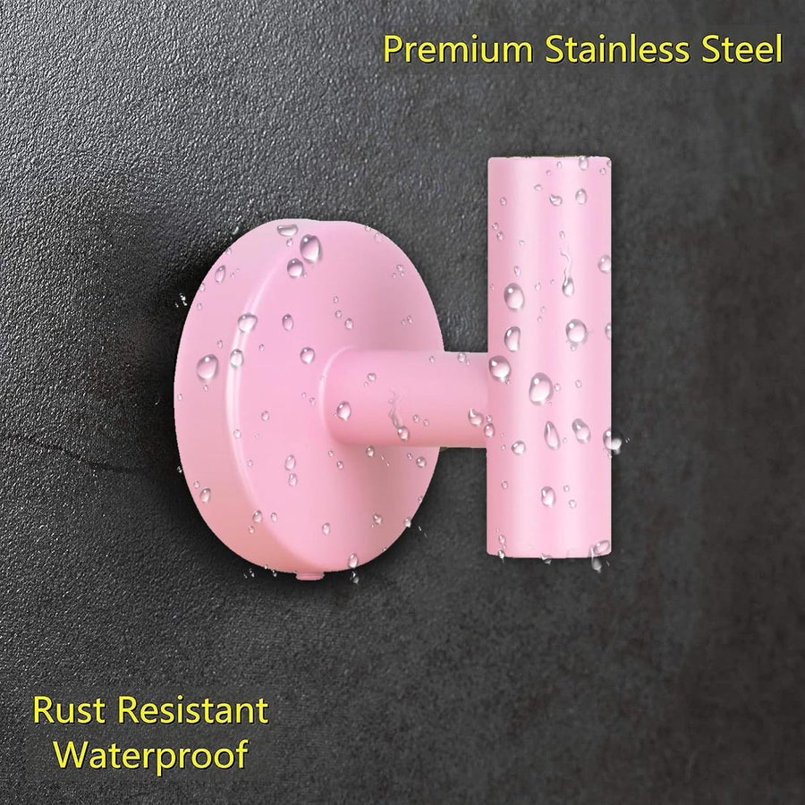 pieces - Towel hook - Hanging hooks - Hanging hooks - Bathroom towel hooks - Key hook - Clothes hook - Hat hook - Wall hooks - stainless steel hook - with screws - for bathroom, kitchen, garage, home, hotel, office - 5.5*6 cm - pink